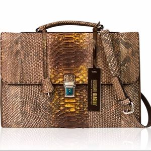 Silvano Biagini Designer Python Leather Briefcase